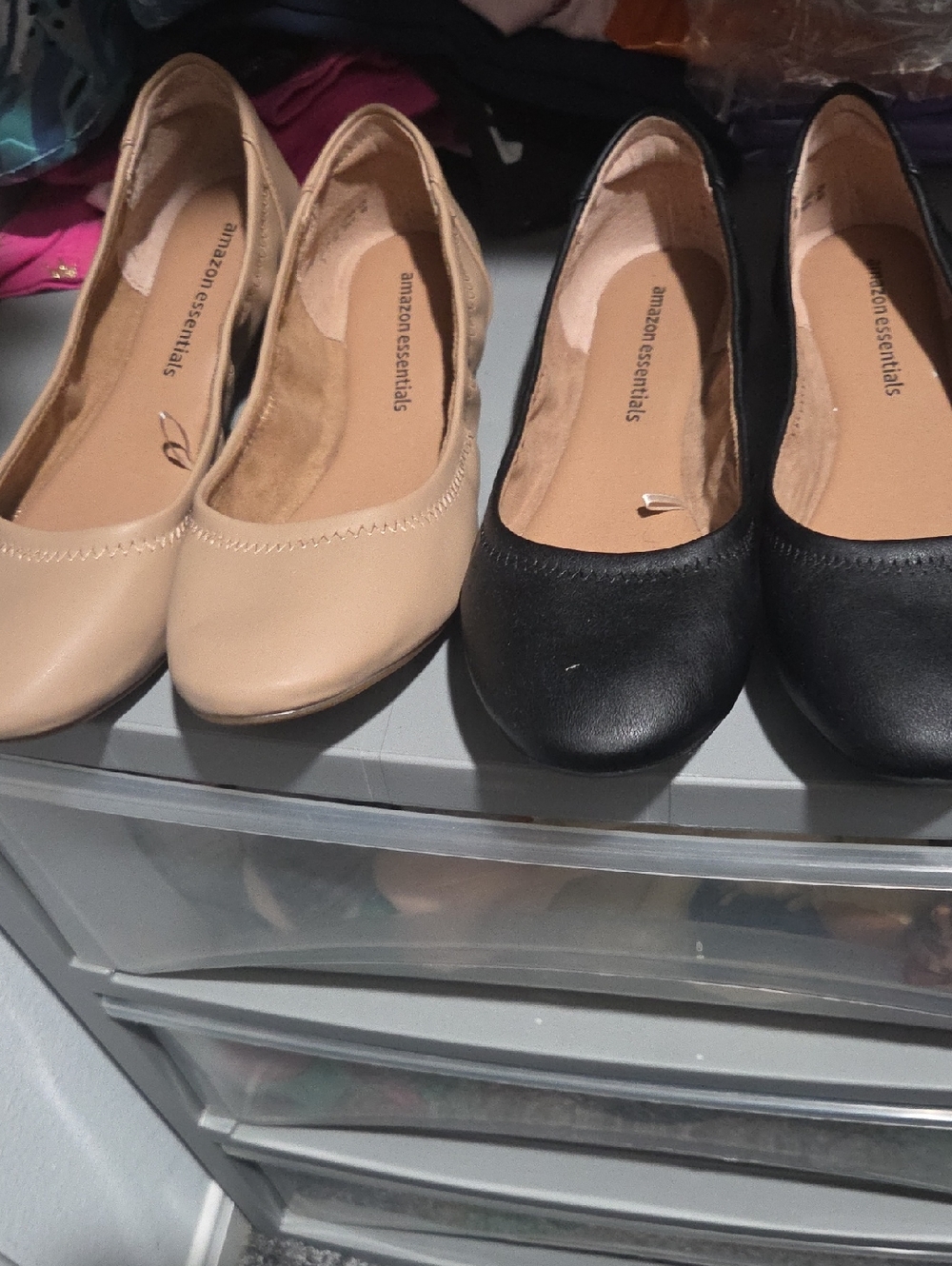 Amazon Essentials Women's Ballet Flats in Beige and Black - Classic Slip-On